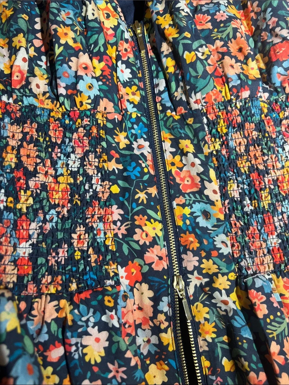 Anthropologie Navy Floral Midi Dress with Multicolor Blossoms NWOT L - Picture 6 of 13